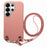 For Samsung Galaxy S26 Ultra Litchi Pattern Case with Lanyard Shockproof PC PU Leather Cover -  Pink - 1