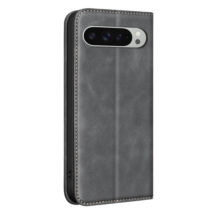 BINFEN COLOR for Google Pixel 11 Pro / Google Pixel 11 Pro XL RFID Blocking Calf Texture PU Leather Phone Cover - Black - 3