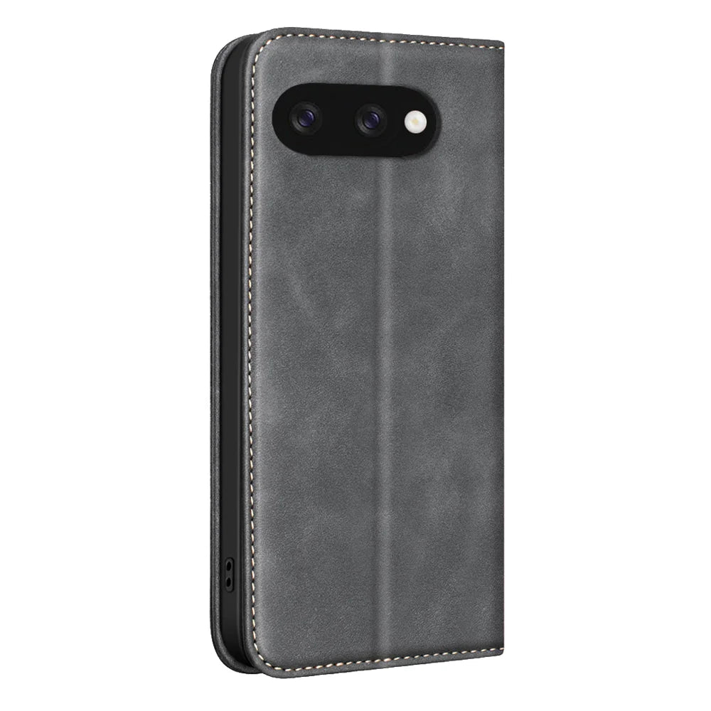 BINFEN COLOR for Google Pixel 9a RFID Blocking Calf Texture PU Leather Phone Cover - Black - 3