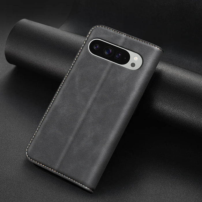 BINFEN COLOR for Google Pixel 9 Pro XL / Google Pixel 10 Pro XL RFID Blocking Calf Texture PU Leather Phone Cover - Black - 5