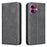 BINFEN COLOR for iPhone 16 RFID Blocking Calf Texture PU Leather Phone Cover - Black - 1