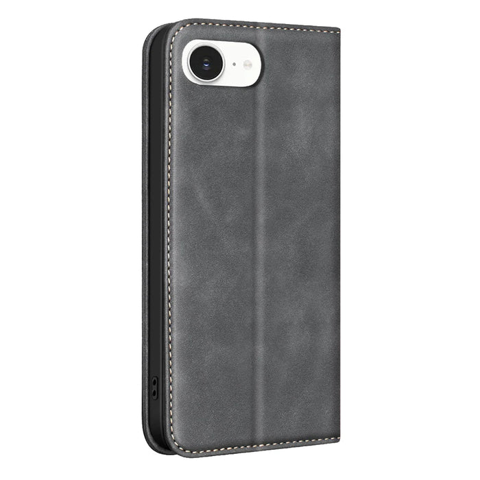 BINFEN COLOR for iPhone 16e / iPhone 17e RFID Blocking Calf Texture PU Leather Phone Cover - Black - 3