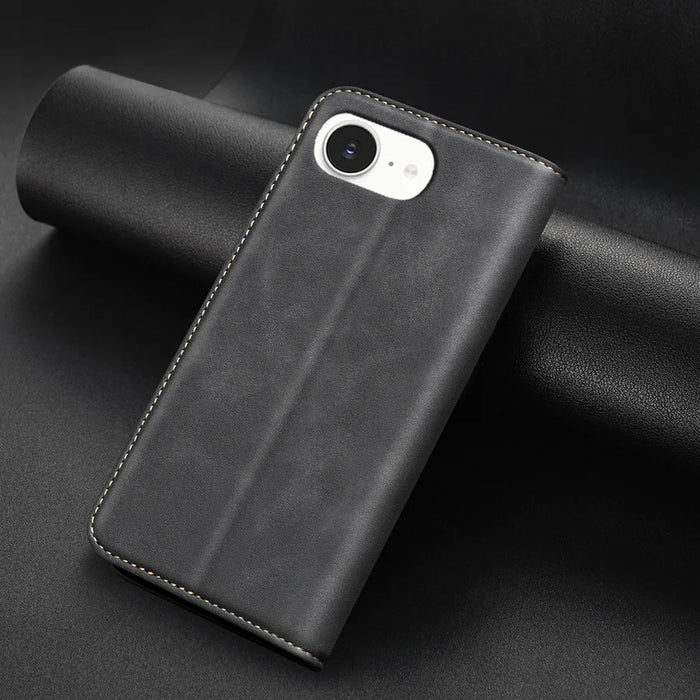 BINFEN COLOR for iPhone 16e / iPhone 17e RFID Blocking Calf Texture PU Leather Phone Cover - Black - 5