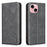 BINFEN COLOR for iPhone 15 RFID Blocking Calf Texture PU Leather Phone Cover - Black - 1