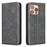 BINFEN COLOR for iPhone 13 Pro RFID Blocking Calf Texture PU Leather Phone Cover - Black - 1