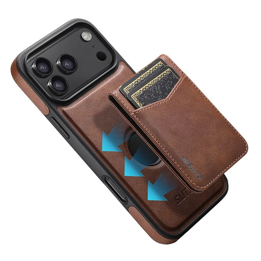 SUTENI G1S5 for iPhone 17 Pro Max Magnetic Case RFID Blocking Leather Back Cover with Detachable Card Holder Bottle Opener - Brown - 2
