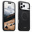 SUTENI G8 for iPhone 17 Pro Max Magnetic Case Triangle Texture Leather + TPU Phone Back Cover - Black - 1