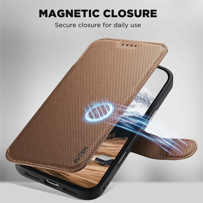 SUTENI Q09 for iPhone 17 Pro Max Leather Case Triangle Texture Wallet Folio Flip Phone Cover - Gold - 7