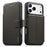 SUTENI Q09 for iPhone 17 Pro Leather Case Triangle Texture Wallet Folio Flip Phone Cover - Grey - 1