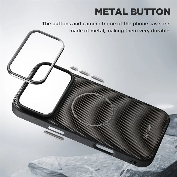 SUTENI Q09 for iPhone 17 Pro Leather Case Triangle Texture Wallet Folio Flip Phone Cover - Grey - 6