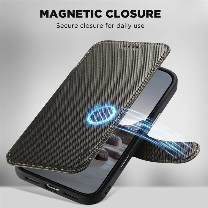 SUTENI Q09 for iPhone 17 Pro Leather Case Triangle Texture Wallet Folio Flip Phone Cover - Grey - 7
