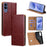 For vivo V70 FE 5G Case Genuine Cow Leather Stand Mobile Phone Cover with RFID Blocking Wallet - Red - 1