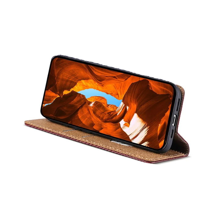 For vivo V70 FE 5G Case Genuine Cow Leather Stand Mobile Phone Cover with RFID Blocking Wallet - Red - 3