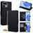 For Realme 16 Pro 5G Wallet Case Triangle Pattern Imprinted Stand Leather Phone Cover with Shoulder Strap - Black - 1