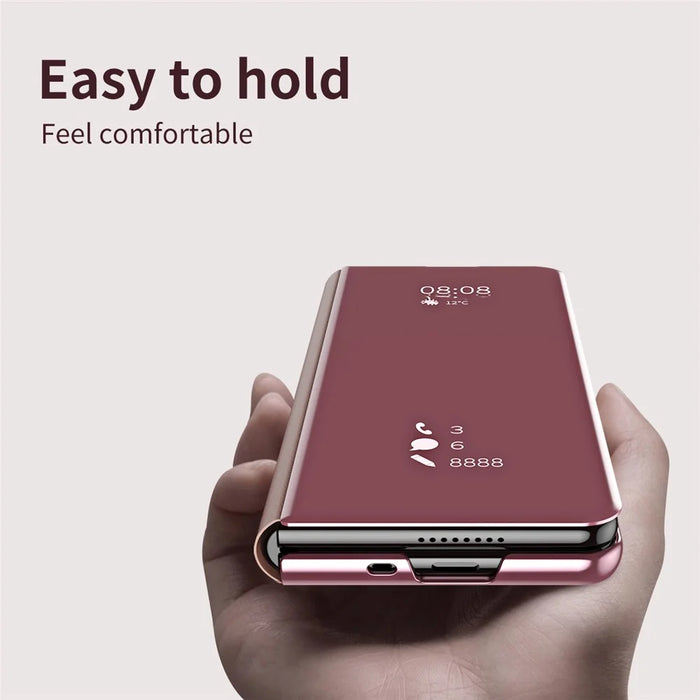 For Samsung Galaxy Z Fold8 Ultra Case Electroplating View Window Stand Leather Phone Cover - Pink - 3