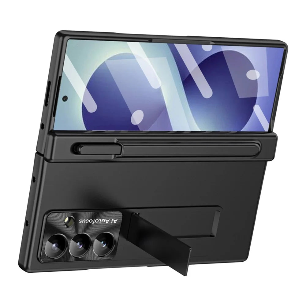 For Samsung Galaxy Z Fold8 Ultra Case Magnetic Hinge Kickstand PC Phone Cover with Stylus / Tempered Glass Film - Black - 3