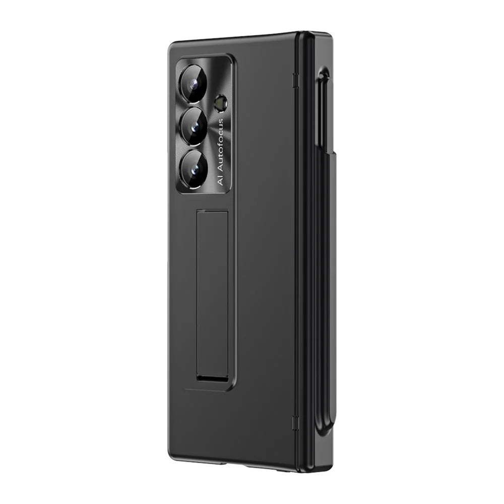 For Samsung Galaxy Z Fold8 Ultra Case Magnetic Hinge Kickstand PC Phone Cover with Stylus / Tempered Glass Film - Black - 4