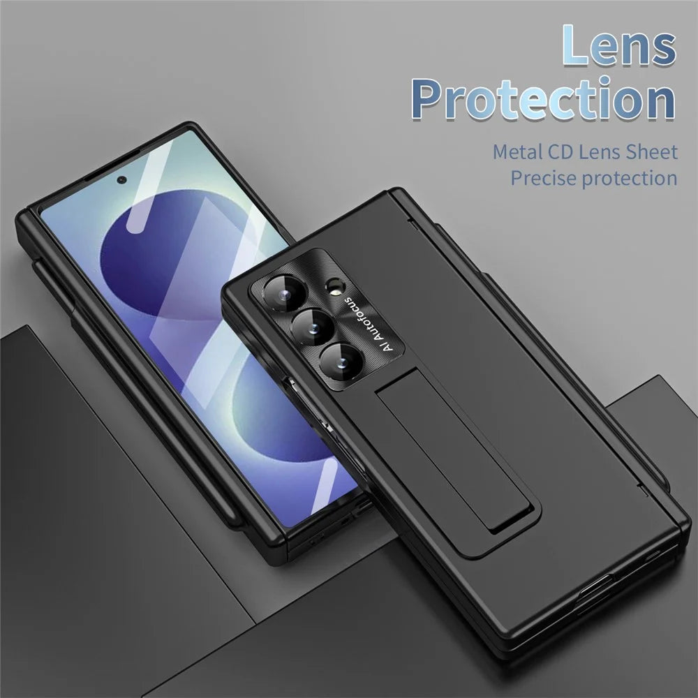 For Samsung Galaxy Z Fold8 Ultra Case Magnetic Hinge Kickstand PC Phone Cover with Stylus / Tempered Glass Film - Black - 7