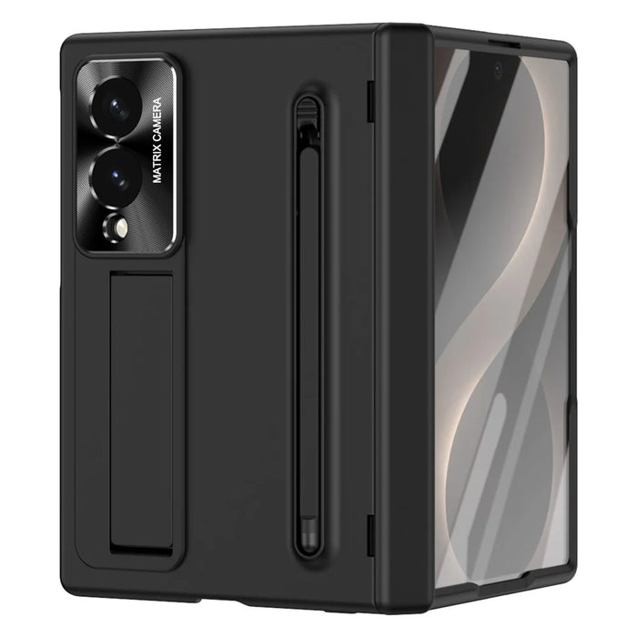 For Samsung Galaxy Z Fold8 Case PC Cell Phone Cover with Kickstand and Stylus Pen - Black - 2