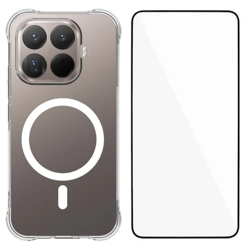WANLONFENG for Xiaomi 17T WL2 Series 2.0mm Magnetic Case Clear TPU Phone Back Cover with Screen Film - Transparent - 1