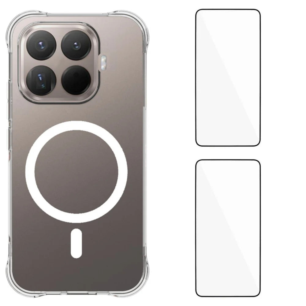 WANLONFENG for Xiaomi 17T Pro WL1 Series 2.0mm Magnetic Case Clear TPU Phone Back Cover with 2Pcs Screen Films - Transparent - 1