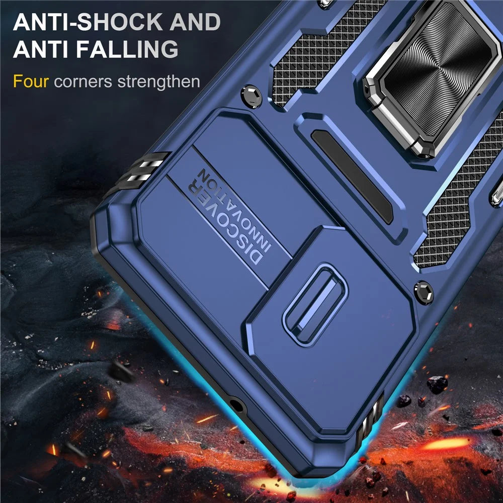 Armor Series for Samsung Galaxy S20 Plus 4G / 5G PC + TPU Anti-drop Phone Case Kickstand Back Cover with Slide Camera Protector - Navy Blue - 2