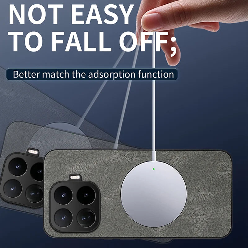 WANLONFENG for Xiaomi 17T Pro SD Series Magnetic Case Nappa Texture PC TPU Phone Cover with 2Pcs Screen Film - Grey - 3