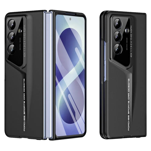 For Samsung Galaxy Z Fold8 Ultra Case PC Hard Phone Cover with Tempered Glass Film - Black - 1