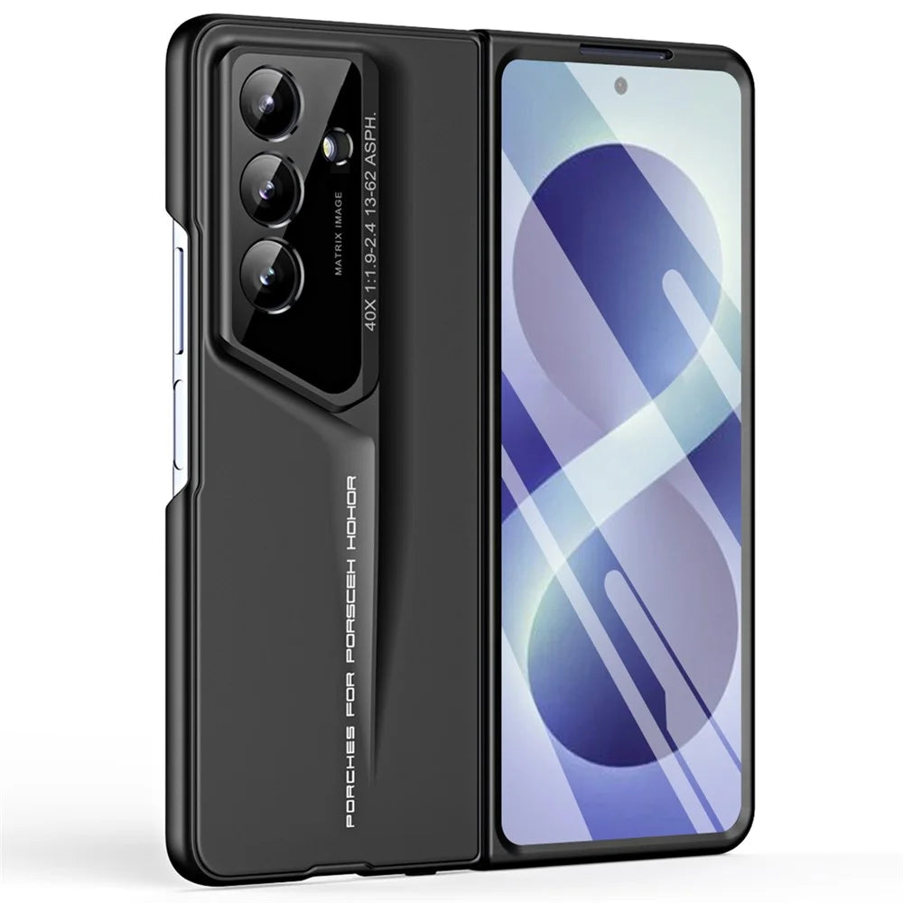 For Samsung Galaxy Z Fold8 Ultra Case PC Hard Phone Cover with Tempered Glass Film - Black - 3