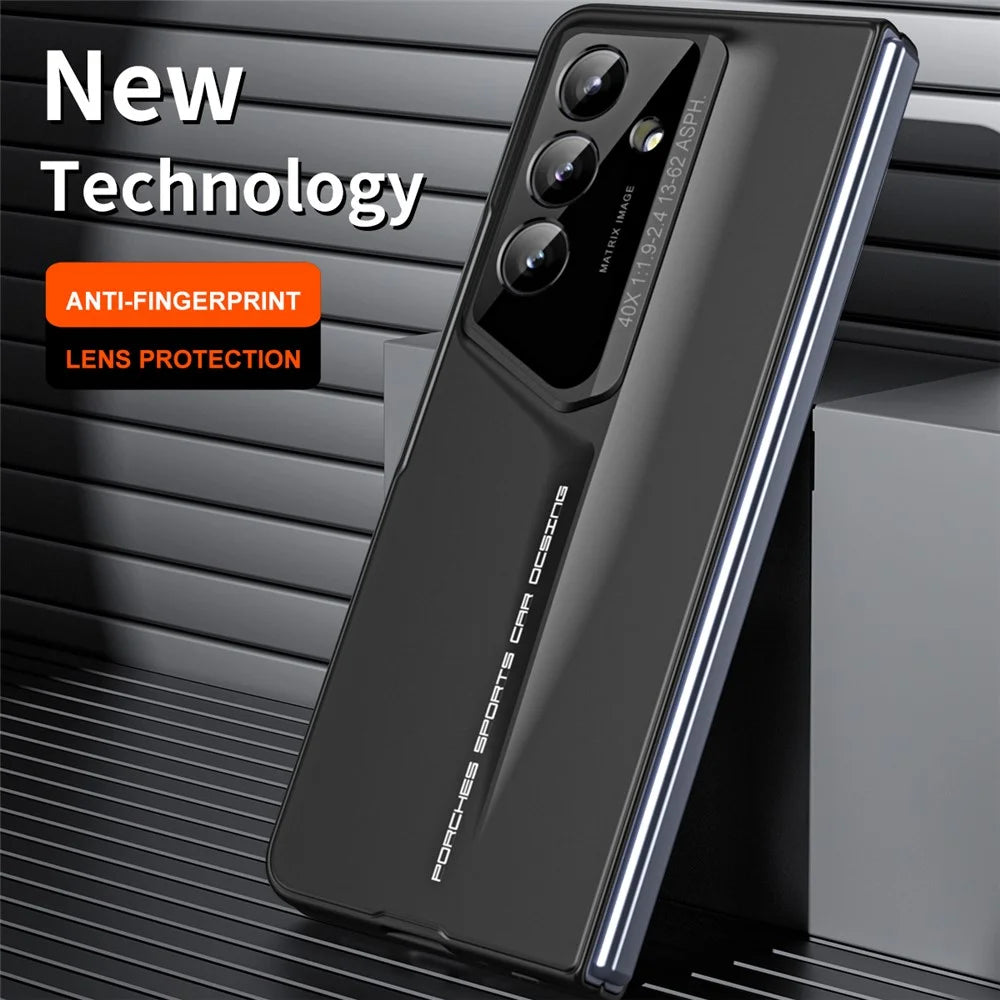 For Samsung Galaxy Z Fold8 Ultra Case PC Hard Phone Cover with Tempered Glass Film - Black - 4