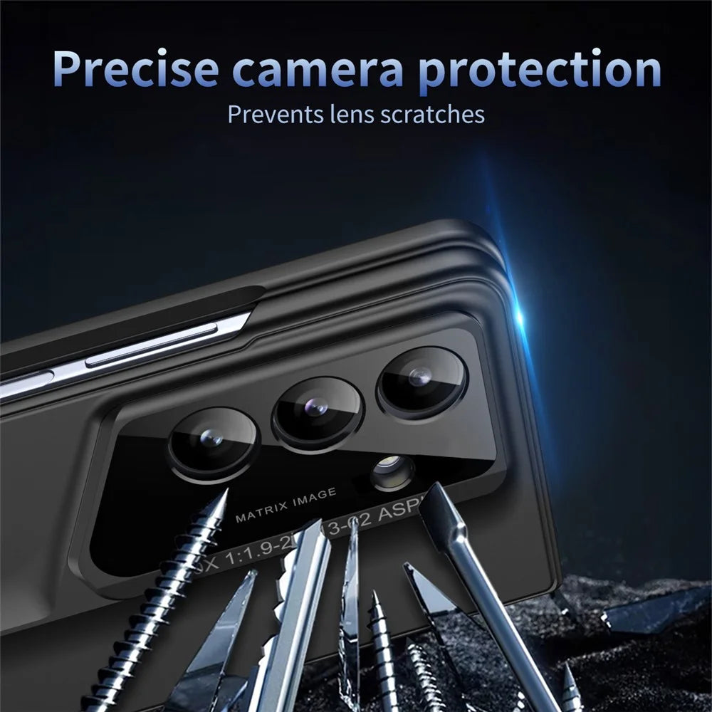 For Samsung Galaxy Z Fold8 Ultra Case PC Hard Phone Cover with Tempered Glass Film - Black - 5