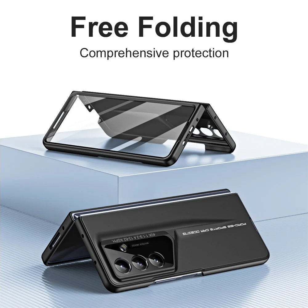 For Samsung Galaxy Z Fold8 Ultra Case PC Hard Phone Cover with Tempered Glass Film - Black - 7