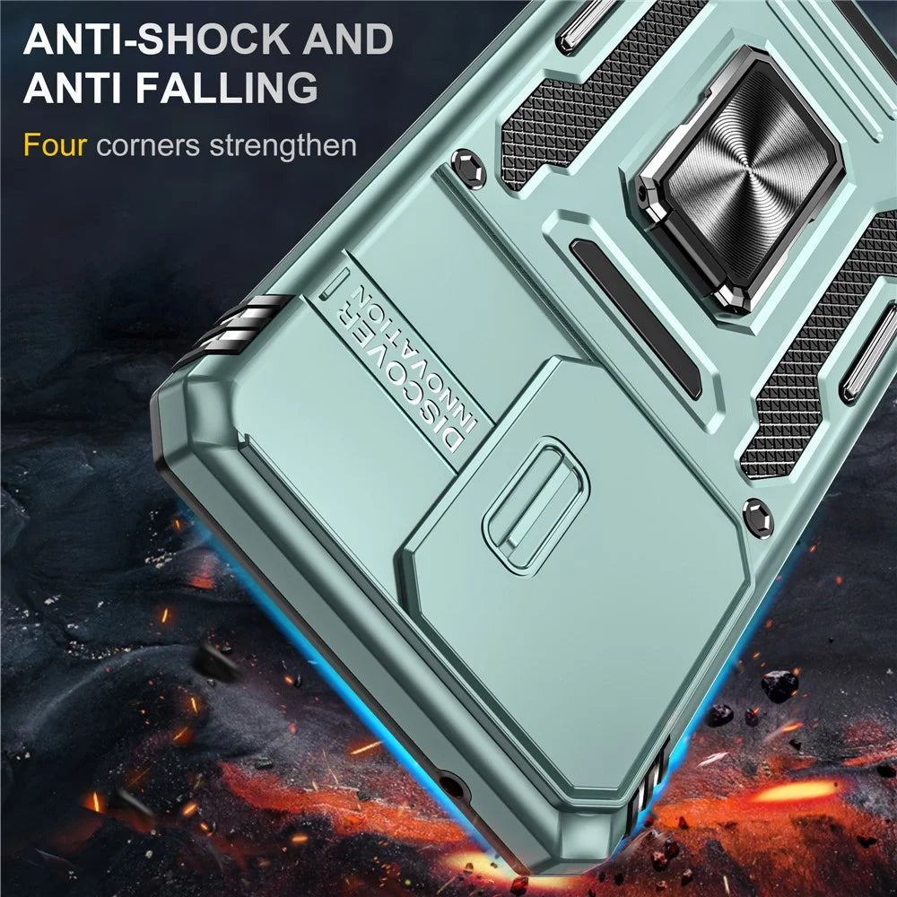 Armor Series for Samsung Galaxy S20 Ultra Kickstand PC + TPU Hybrid Cover Protective Phone Case with Slide Camera Protector - Green - 2