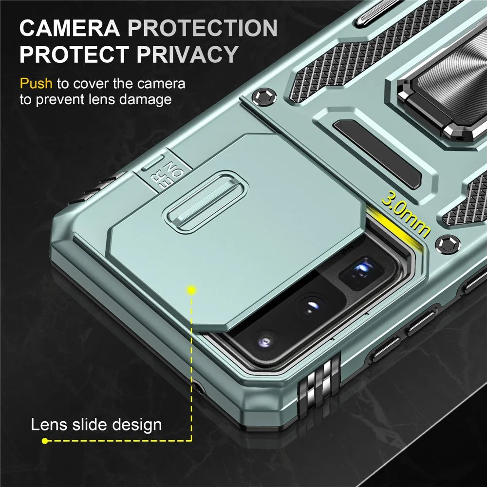Armor Series for Samsung Galaxy S20 Ultra Kickstand PC + TPU Hybrid Cover Protective Phone Case with Slide Camera Protector - Green - 5