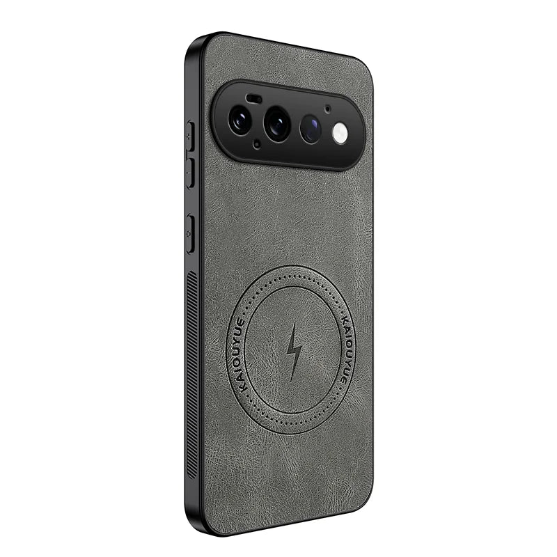 WANLONFENG for Google Pixel 11 Pro SD1 Series Magnetic Case Nappa Texture PC TPU Phone Cover - Grey - 1