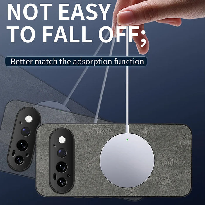 WANLONFENG for Google Pixel 11 Pro SD1 Series Magnetic Case Nappa Texture PC TPU Phone Cover - Grey - 3