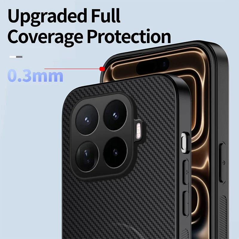 WANLONFENG for Xiaomi 17T Pro QT1 Series Magnetic Case with 2Pcs Tempered Glass Films Kickstand Carbon Fiber Texture PC TPU Phone Cover - Black - 5