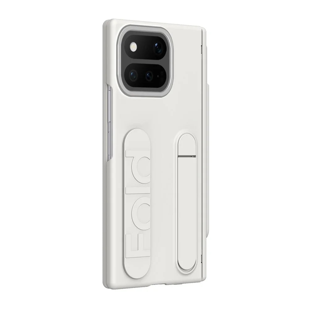 For Google Pixel 11 Pro Fold Case Kickstand Wristband Hard PC Phone Cover with Tempered Glass  /  Stylus - White - 3