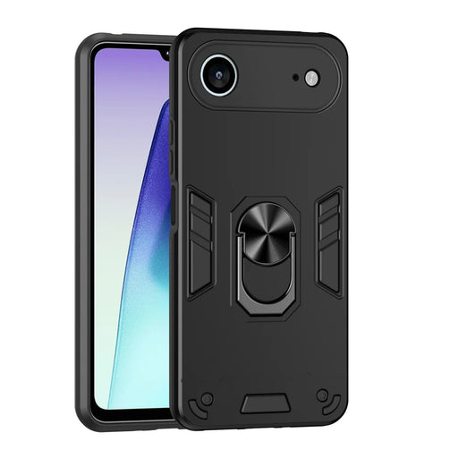 WANLONFENG for iPhone Air YS Series Case Kicktand Shockproof PC TPU Phone Cover with 2Pcs Tempered Glass Film - Black - 2