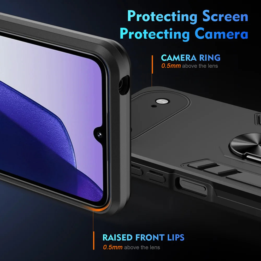 WANLONFENG for iPhone Air YS Series Case Kicktand Shockproof PC TPU Phone Cover with 2Pcs Tempered Glass Film - Black - 4