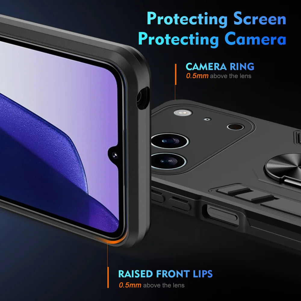 WANLONFENG for iPhone 17 Pro Max YS Series Case Kicktand Shockproof PC TPU Phone Cover with 2Pcs Tempered Glass Film - Black - 4