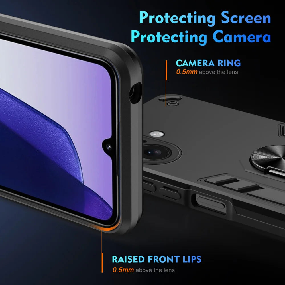 WANLONFENG for iPhone 17 YS Series Case Kicktand Shockproof PC TPU Phone Cover with 2Pcs Tempered Glass Film - Black - 4