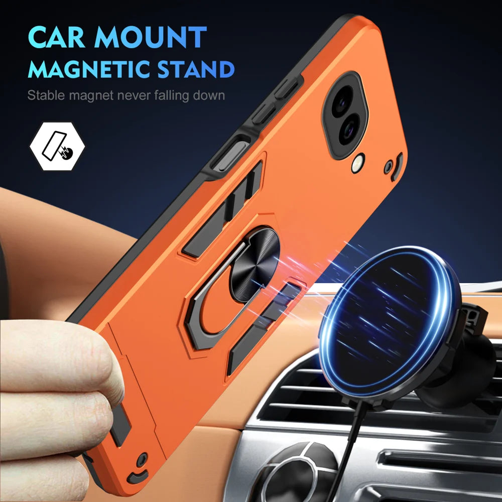 WANLONFENG for Google Pixel 10a YS Series Case Kicktand Shockproof PC TPU Phone Cover with 2Pcs Tempered Glass Film - Orange - 3