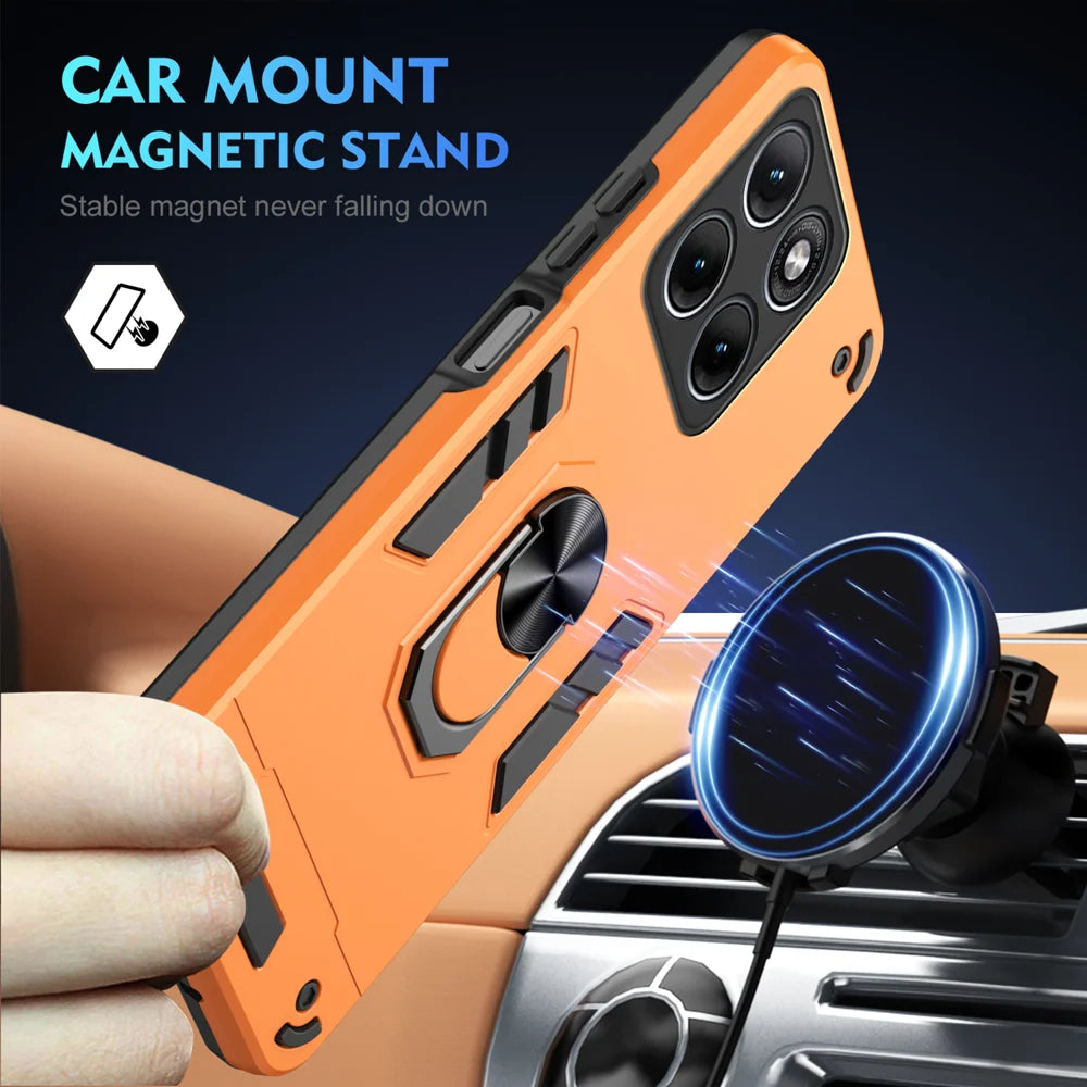 WANLONFENG for Motorola Edge 70 Fusion+ 5G / Motorola Edge 70 Fusion 5G YS Series Case Kicktand Shockproof PC TPU Phone Cover with 2Pcs Tempered Glass Film - Orange - 3