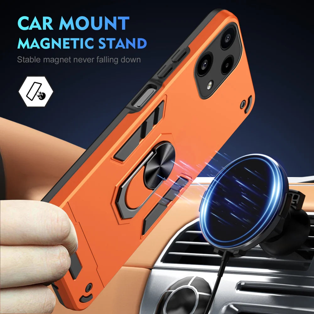 WANLONFENG for Nothing Phone (3a) Lite 5G YS Series Case Kicktand Shockproof PC TPU Phone Cover with 2Pcs Tempered Glass Film - Orange - 3