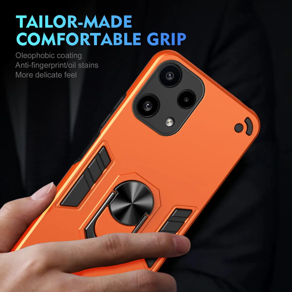 WANLONFENG for Nothing Phone (3a) Lite 5G YS Series Case Kicktand Shockproof PC TPU Phone Cover with 2Pcs Tempered Glass Film - Orange - 6