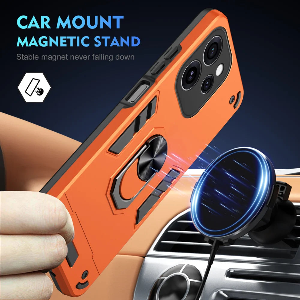 WANLONFENG for Oppo Reno15 5G (China) / Oppo Reno15 Pro 5G (Global) YS Series Case Kicktand Shockproof PC TPU Phone Cover with 2Pcs Tempered Glass Film - Orange - 3