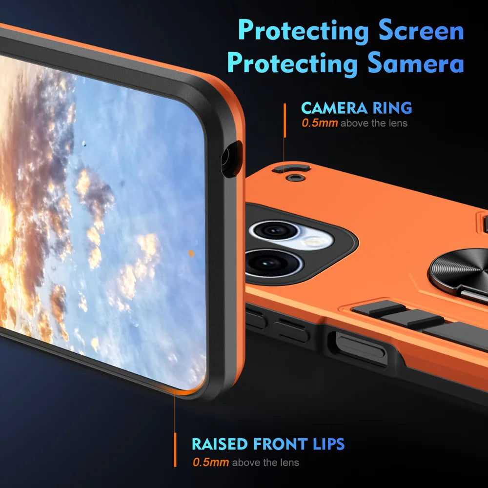 WANLONFENG for Oppo Reno15c 5G (China) / Oppo Reno15 5G (Global) YS Series Case Kicktand Shockproof PC TPU Phone Cover with 2Pcs Tempered Glass Film - Orange - 4