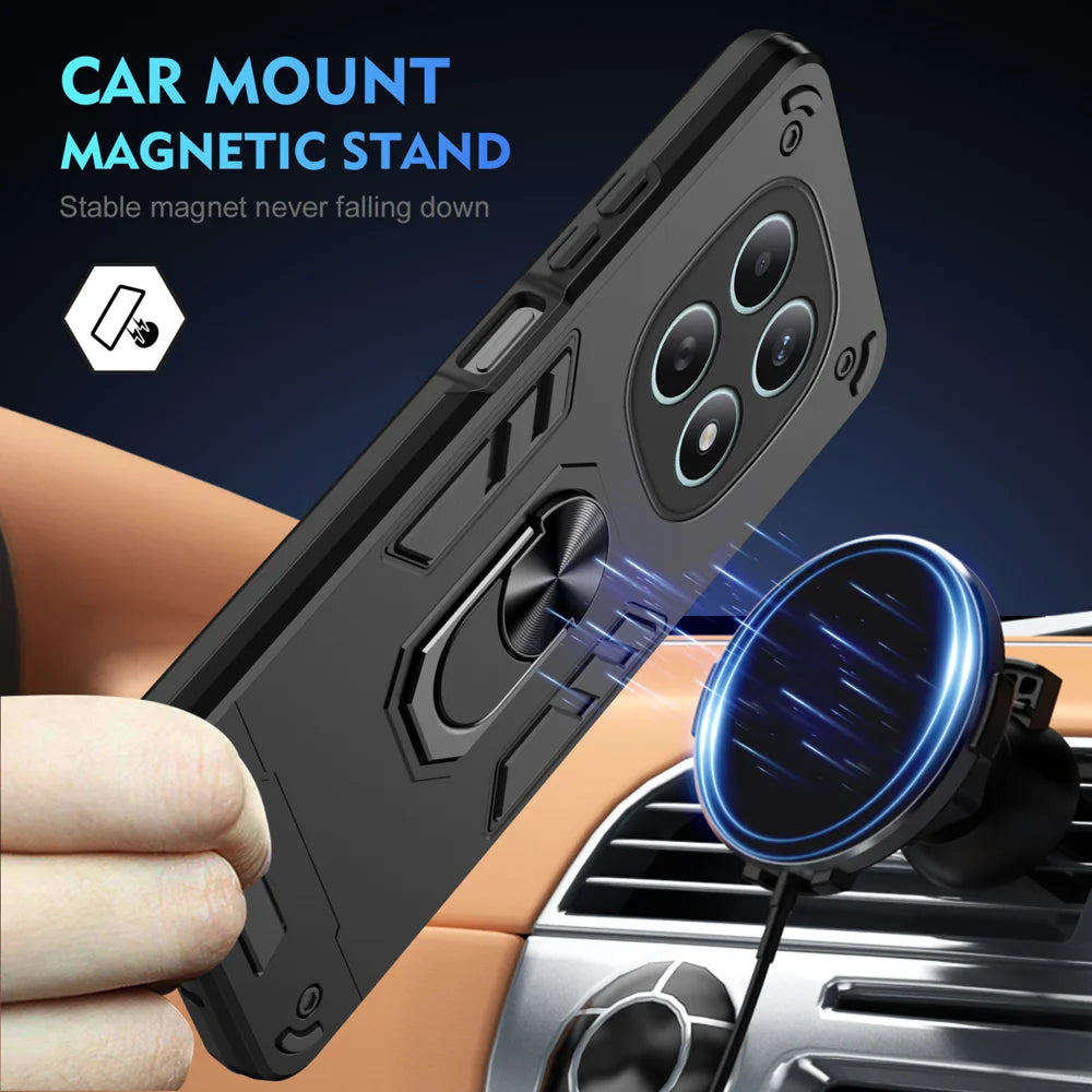 WANLONFENG for Xiaomi Poco M8 5G / Xiaomi Redmi Note 15 5G (Global) YS Series Case Kicktand Shockproof PC TPU Phone Cover with 2Pcs Tempered Glass Film - Black - 3