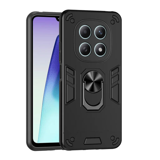 WANLONFENG for Xiaomi Redmi Note 15 4G (Global) YS Series Case Kicktand Shockproof PC TPU Phone Cover with 2Pcs Tempered Glass Film - Black - 2